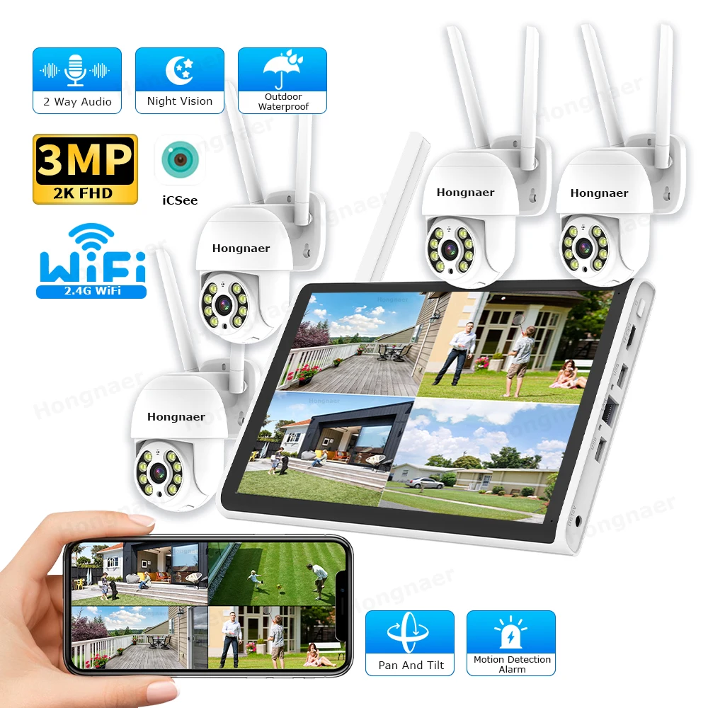 Home Security With Cameras - 2026 Hongnaer 3MP 4 Channel WiFi