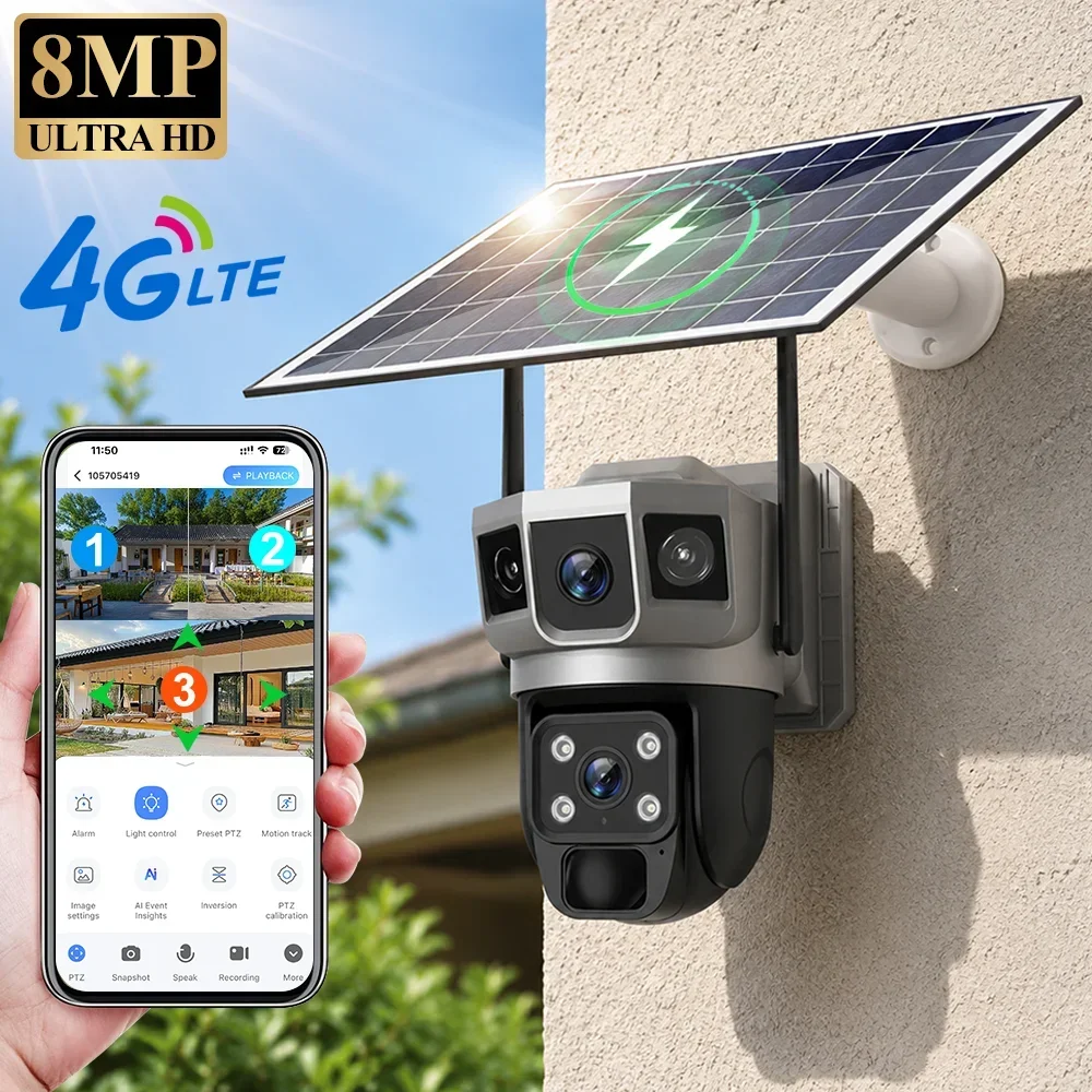 Home Security Ultimate - V380 4K 3 Screens 4G Camera