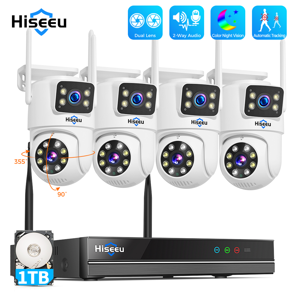 Home Security Monitoring System - Hiseeu 6MP WiFi Dual Lens Camera
