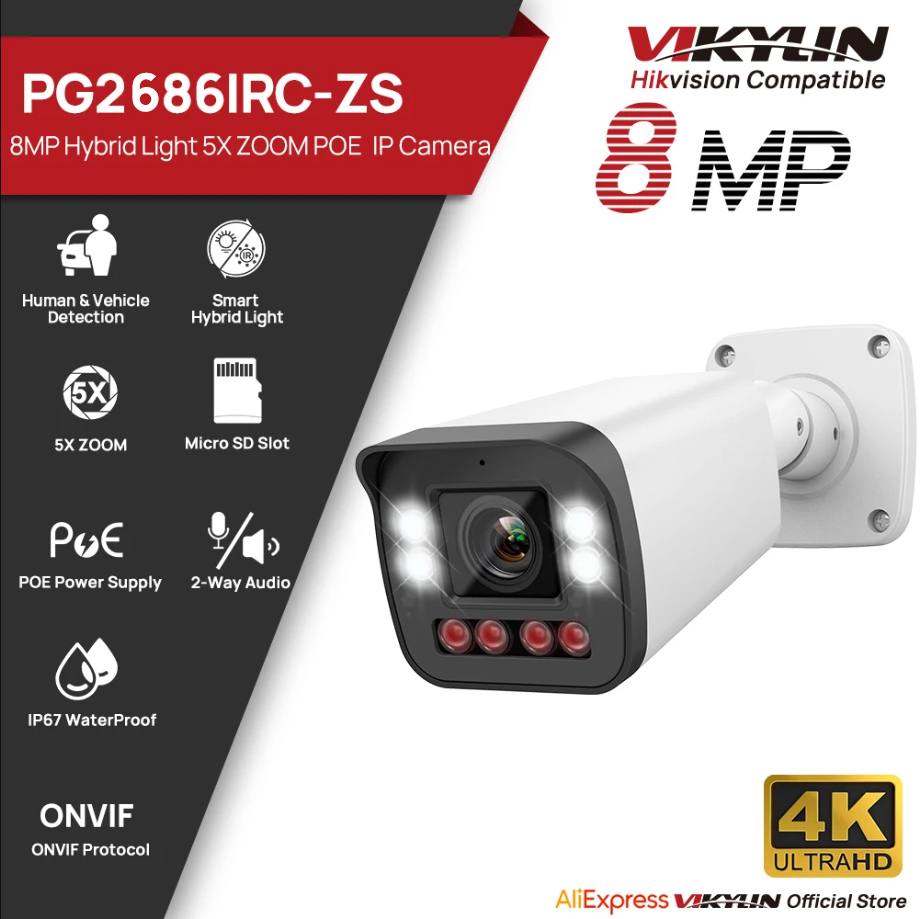 VIKYLIN 8MP 5X Zoom Bullet IP  - đánh giá và giá Home Security Hikvision