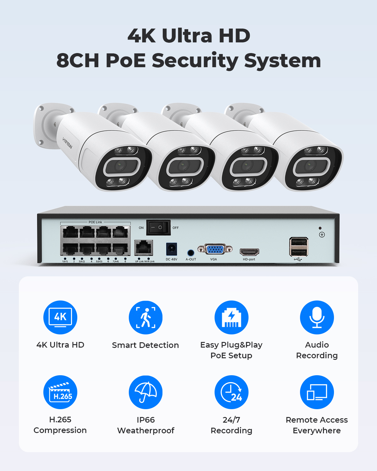 H.View 4K 5Mp 8Mp Poe CCTV Sec - đánh giá và giá Home Security Ultimate